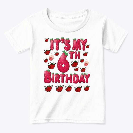 6th Birthday Strawberry Graphic T Shirt