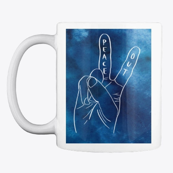 BLUE TIE DYE PEACE OUT WHITE LOGO | Premium Unisex T-Shirt
