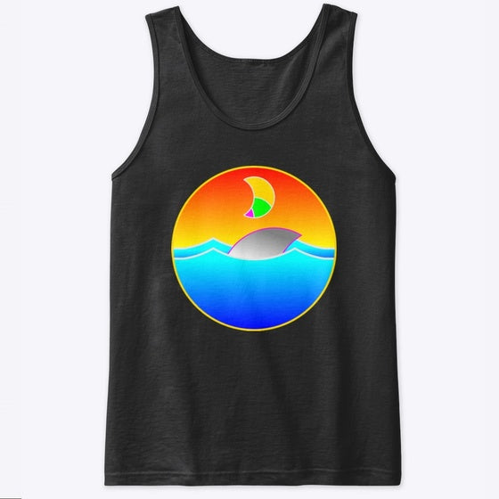 Geometric Sunset Shark Graphic T Shirt
