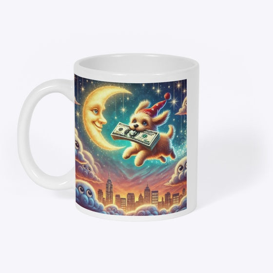 Money Dog Jumps Over The Moon | Fantasy Graphic Tee for Everyday Style