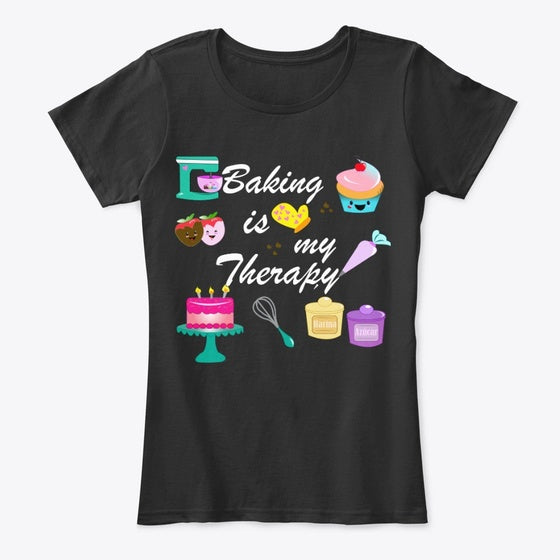 Baking is my Therapy - white letters | Premium Unisex T-Shirt