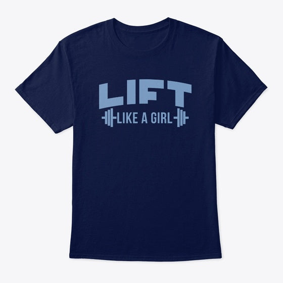 Lift Like a Girl Blue Barbell Logo | Premium Unisex T-Shirt