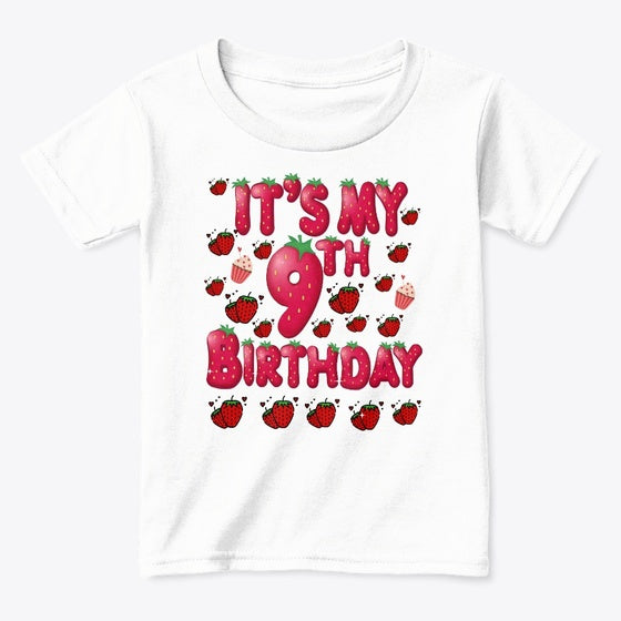 9th Birthday Strawberry Graphic T Shirt