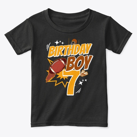 7th Birthday Football Graphic T Shirt