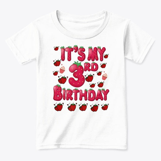 3rd Birthday Strawberry Graphic T Shirt