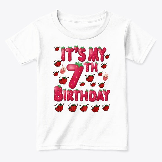 7th Birthday Strawberry Graphic T Shirt
