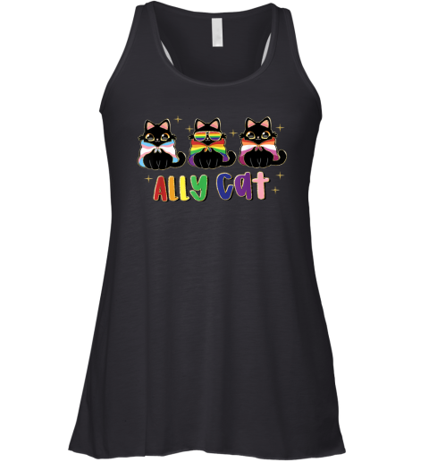 Ally Cat Rainbow Lgbt Pride Flag Gay Pride Month 2025 Racerback Tank