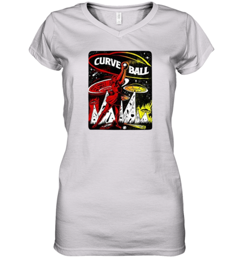Curve Ball Women039S V Neck T Shirt