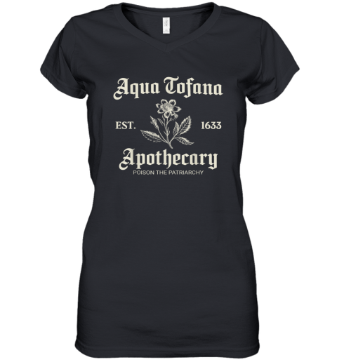 Aqua Tofana Apothecary Est 1633 Women039S V Neck T Shirt