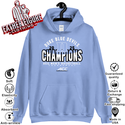 Duke Blue Devils Men039S Basketball Acc Champs 2025 Hoodie