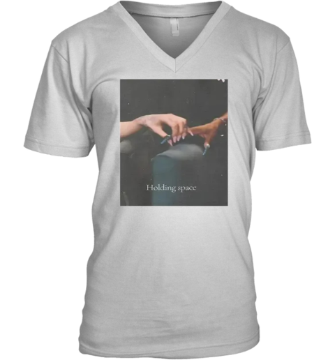 Ariana Holding Cynthia Finger Holding Space Wicked V Neck T Shirt