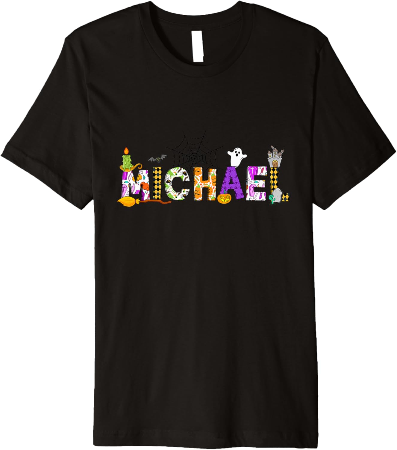 Scary Halloween Pattern Party Personalized Name Michael Premium