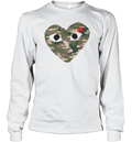 Cdg Play Camo Big Heart Long Sleeve T Shirt