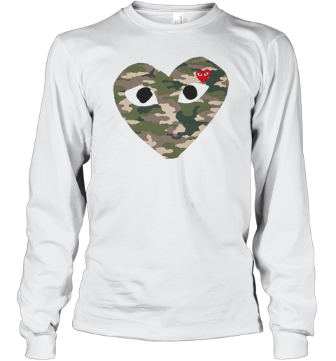 Cdg Play Camo Big Heart Long Sleeve T Shirt