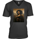 Black Mona Lisa African American Black History Month V Neck T Shirt