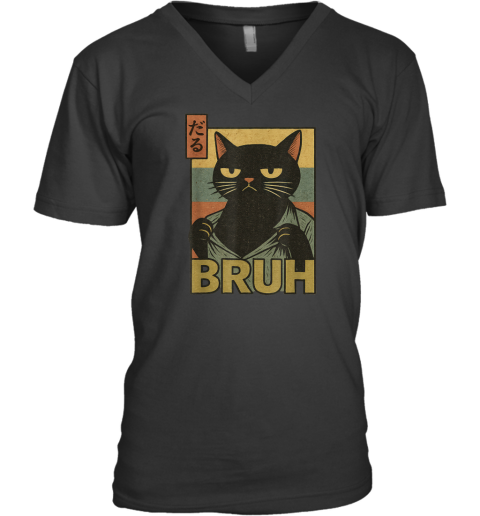Cat Bruh Meme Japanese Anime V Neck T Shirt