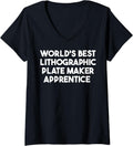 Womens World's Best Lithographic Plate Maker Apprentice V-Neck