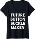 Womens Future Button Buckle Maker V-Neck