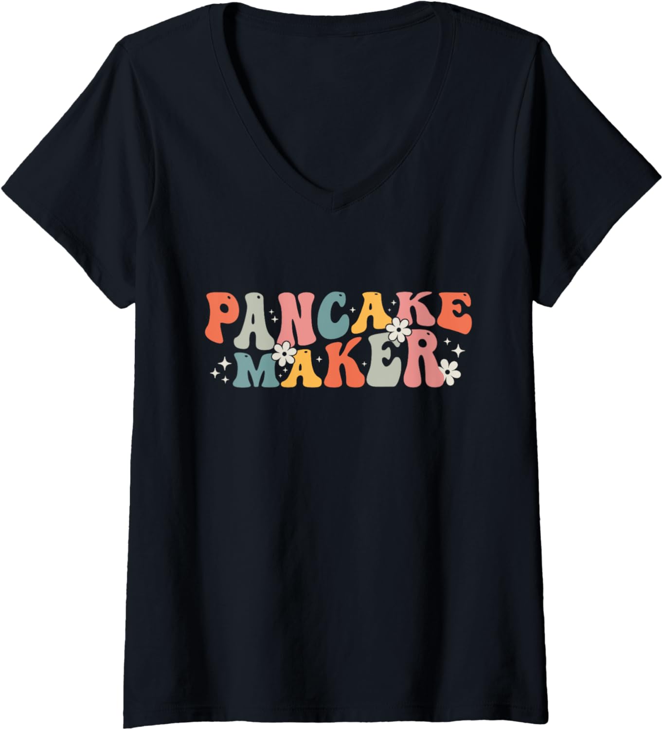Pancake Maker Funny Breakfast Food Groovy V-Neck
