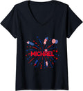 Womens 4th of July Party Celebration Federal Holiday Michael V-Neck