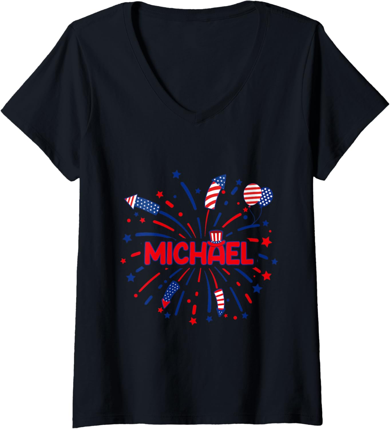 Womens 4th of July Party Celebration Federal Holiday Michael V-Neck