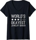 Womens Worlds Okayest Jewelry Maker Funny Jewelry Maker V-Neck