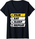 Womens Filmmakers Film Eat Sleep Repeat Film Makers Film Producers V-Neck