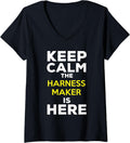 Womens Keep Calm The Harness Maker Is Here V-Neck