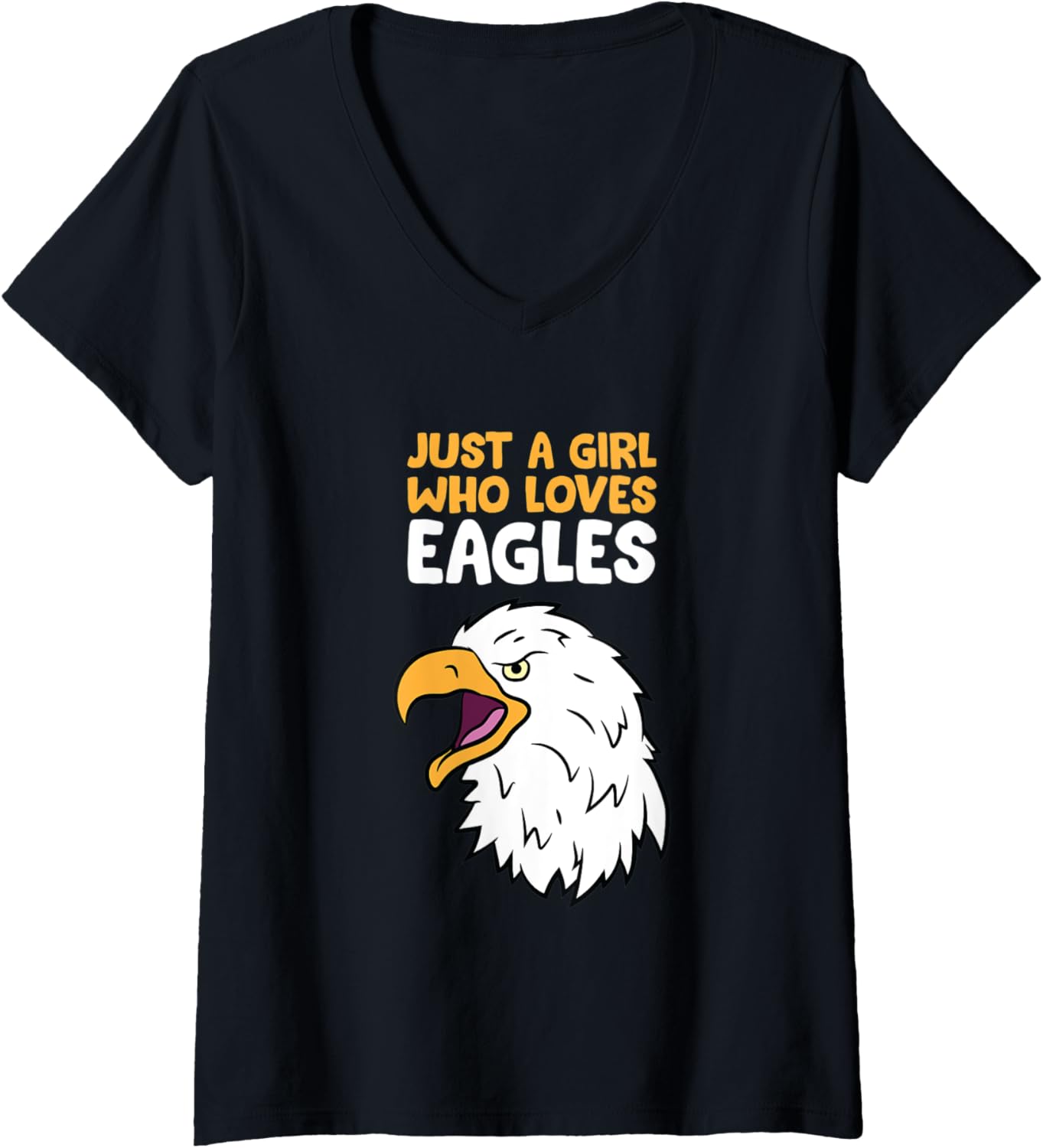 Womens Just a Girl Who Loves Eagles American Bald Eagle V-Neck
