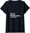 Womens The Real Balabustas of Brooklyn NY Funny Jewish Homemaker V-Neck