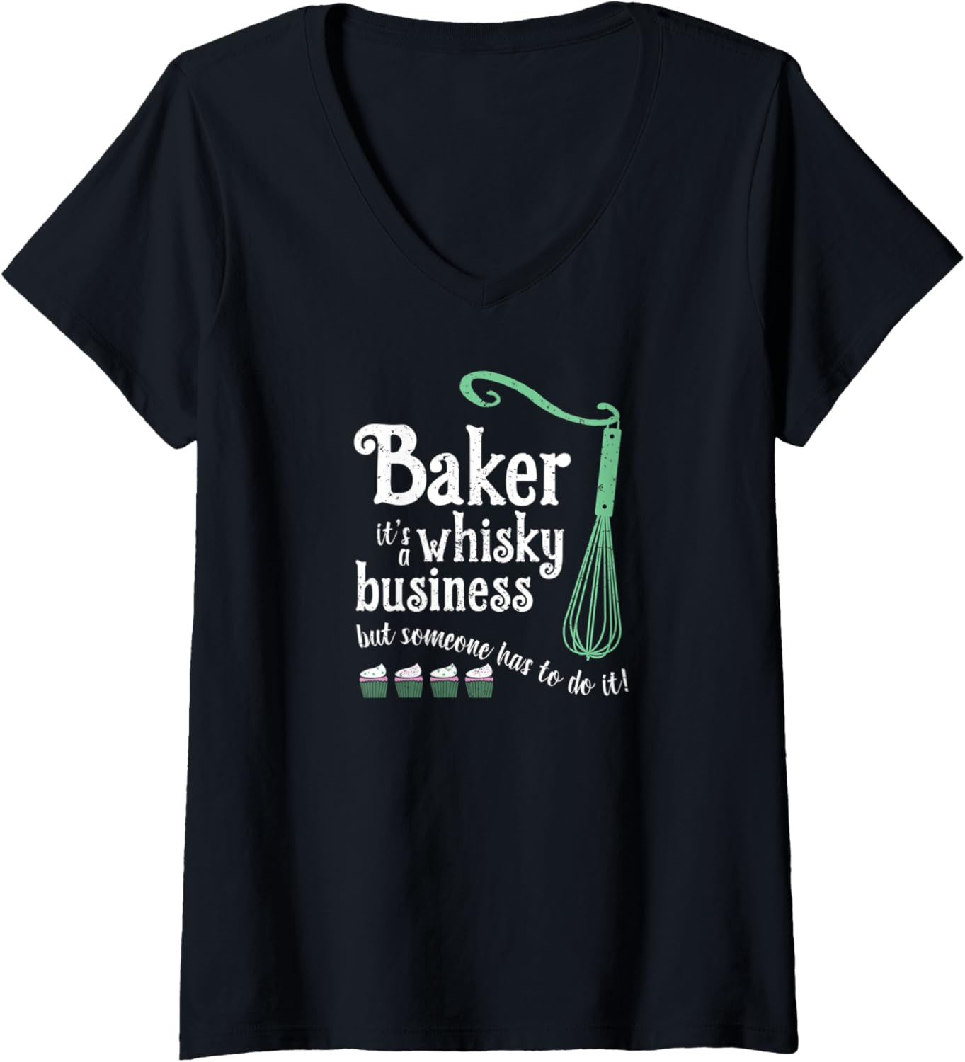 Womens Baking Baker Shirt Pastry Chef Gift Cupcake Whisk Cake Maker V-Neck