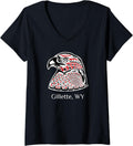 Pacific NW Native American Indian Eagle Gillette Wyoming V-Neck