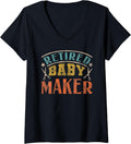Womens Post Vasectomy Jokes Recovery Retired Baby Maker V-Neck