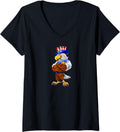 Womens Proud Uncle Sam American Eagle V-Neck