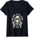 Womens Quapaw Tribe We Are Here Native Indian Skull Eagle V-Neck