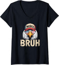 Womens Bruh Fourth Of July Eagle American Patriotic Pride V-Neck