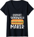 Womens Expert Sandwich Maker Shirt Outfit For Sandwich Lovers Deli V-Neck