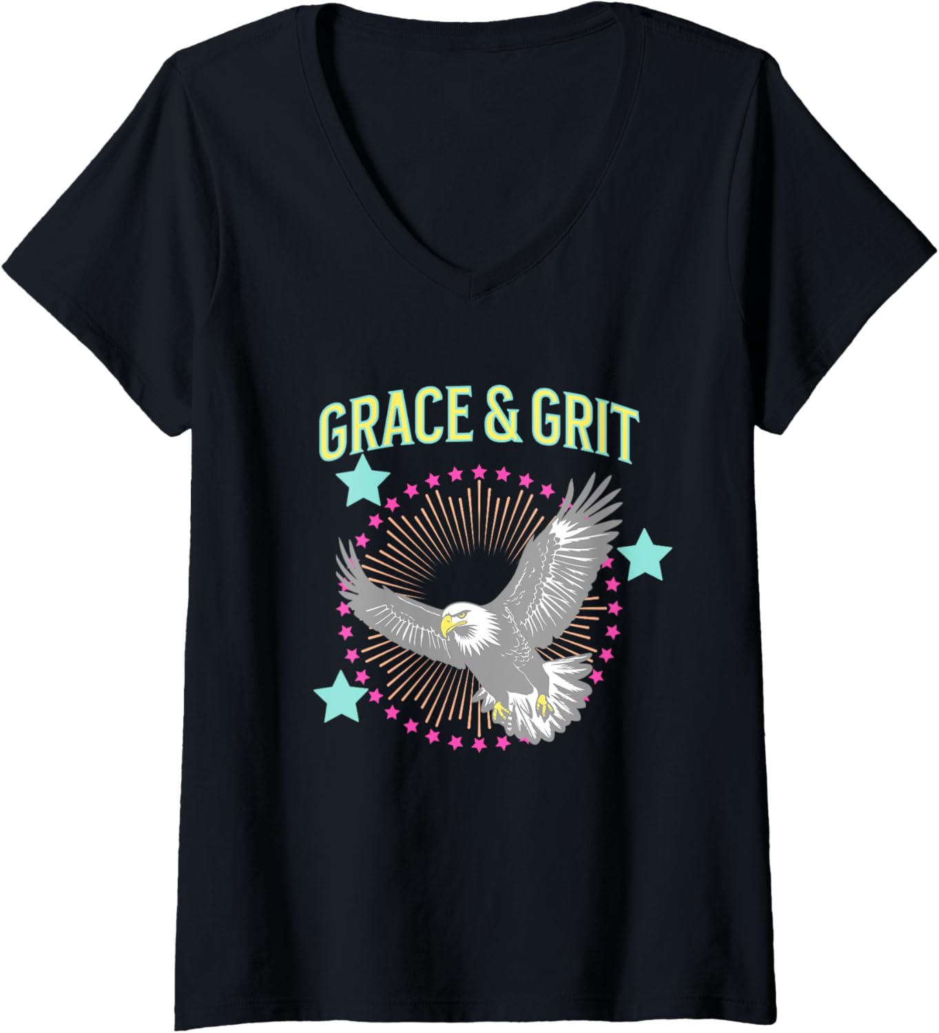 Womens Southern Pride Grace & Grit Simply Wild American Bald Eagle V-Neck