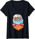 Womens American Eagle USA Flag V-Neck