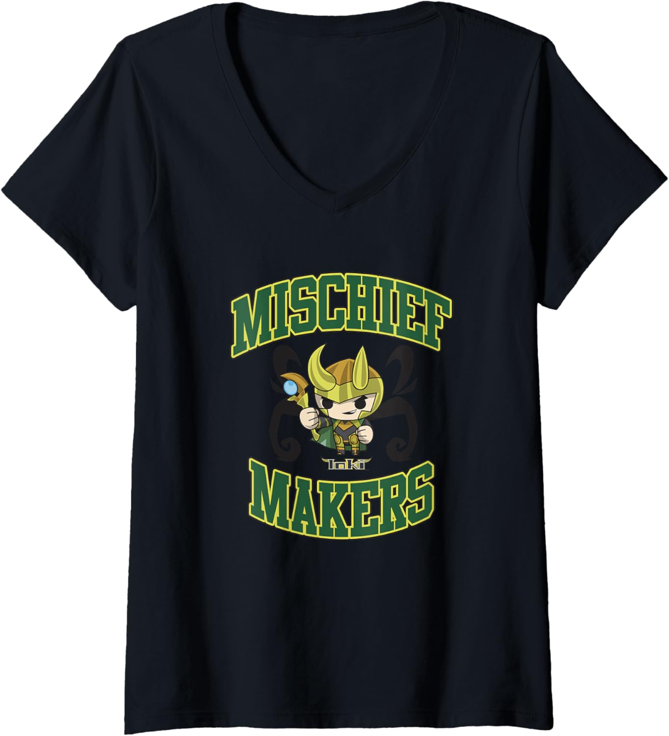 Marvel Comics Retro Classic Loki Chibi Mischief Makers Cute V-Neck
