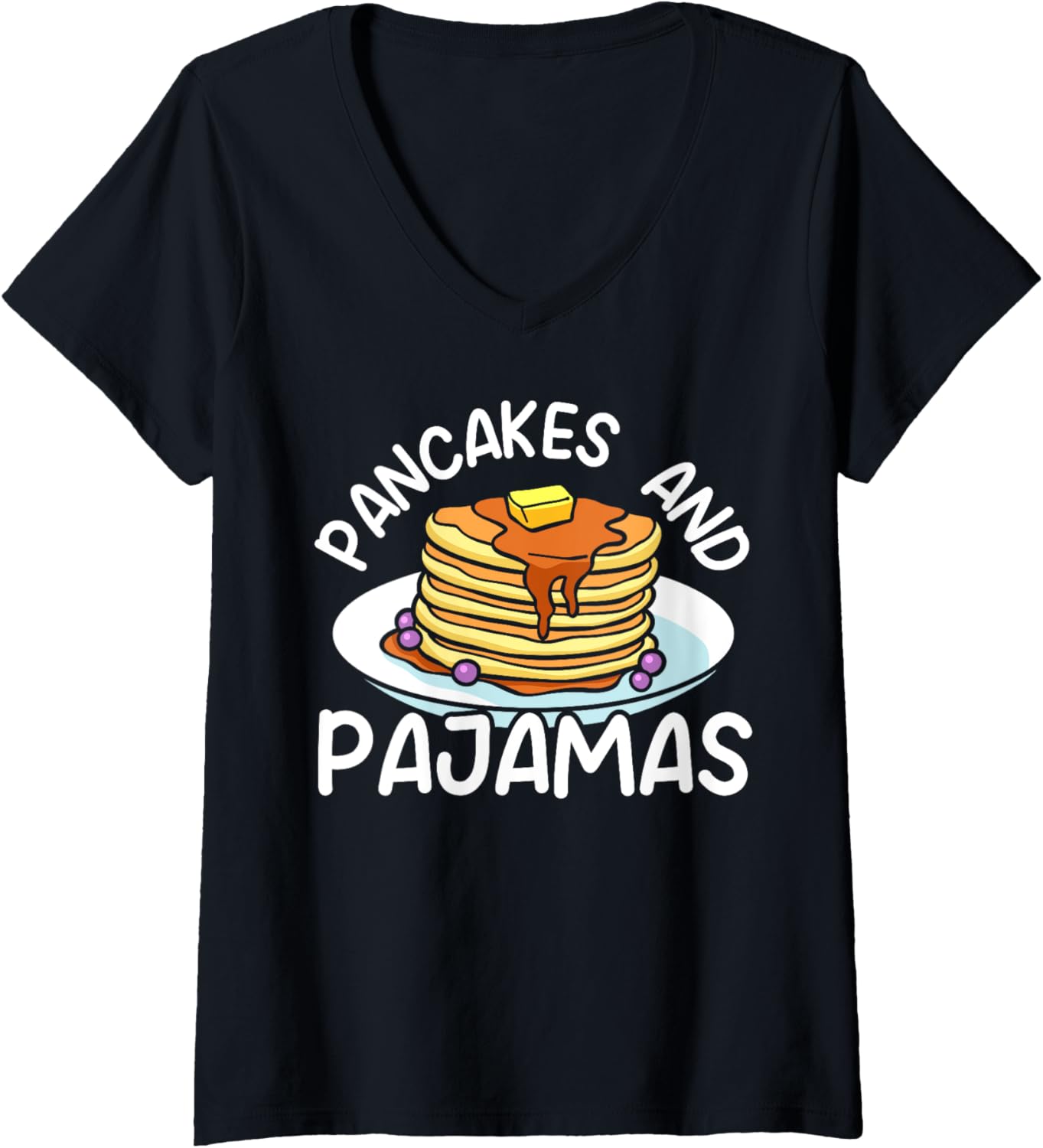 Womens Pancakes And Pajamas Food Lover Pancake Maker V-Neck