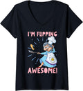 Womens I'm Flipping Awesome Pancake Maker Pancakes Food Lover V-Neck
