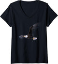 Womens Elegant American Bald Eagle In Flight Photo Portrait V-Neck