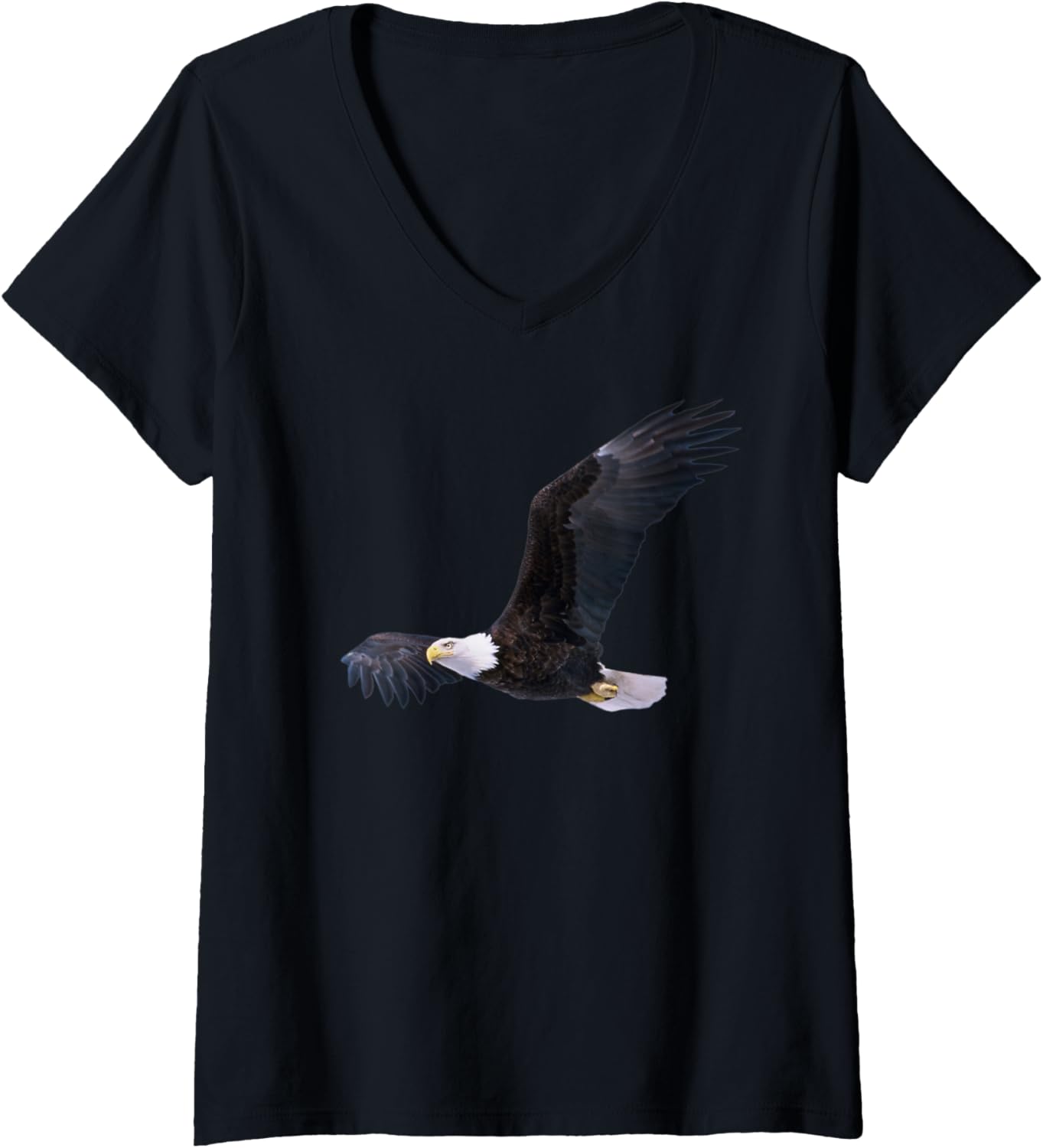 Womens Elegant American Bald Eagle In Flight Photo Portrait V-Neck