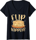 Womens Pancake Maker: Flip Happens V-Neck