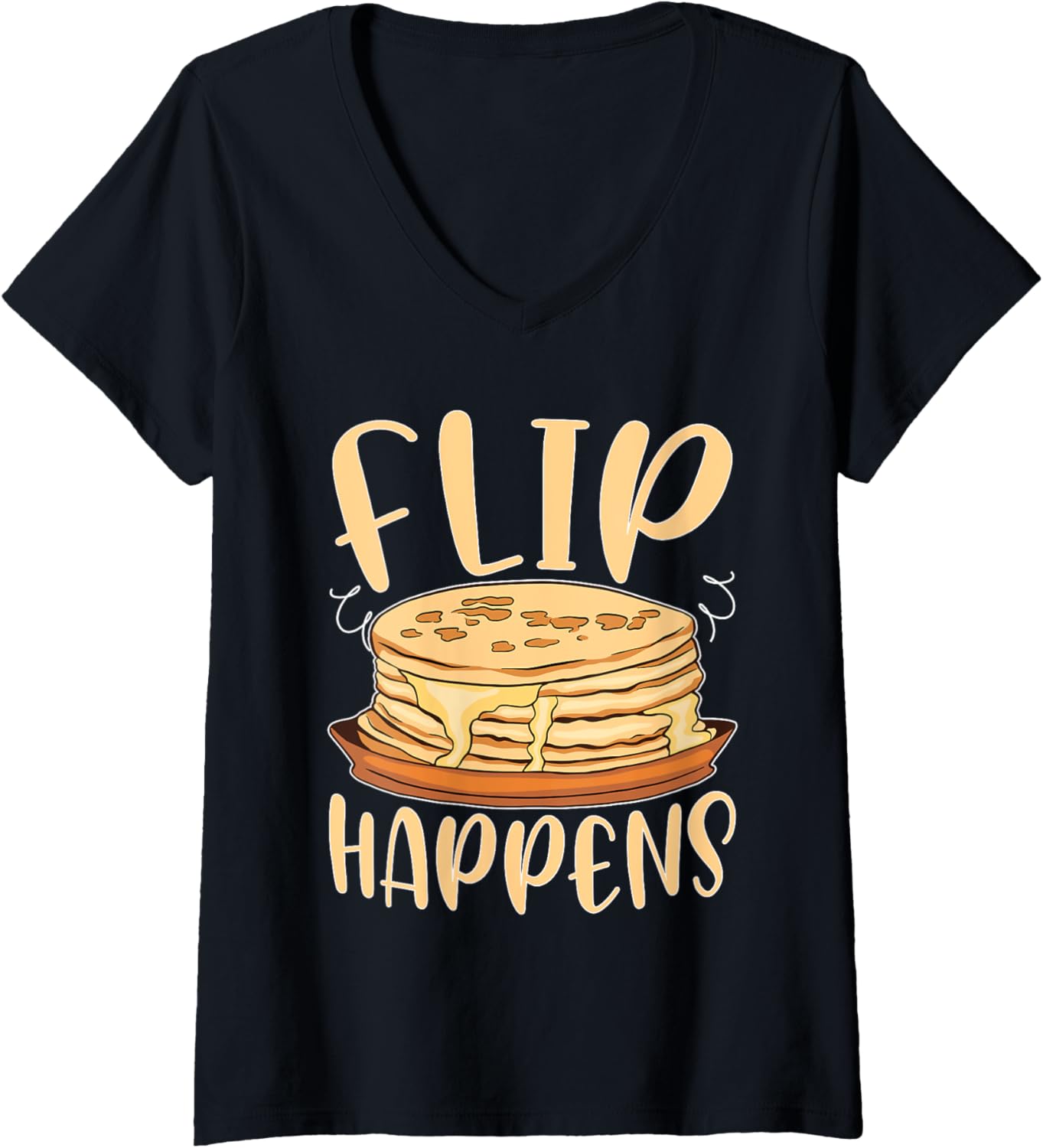 Womens Pancake Maker: Flip Happens V-Neck