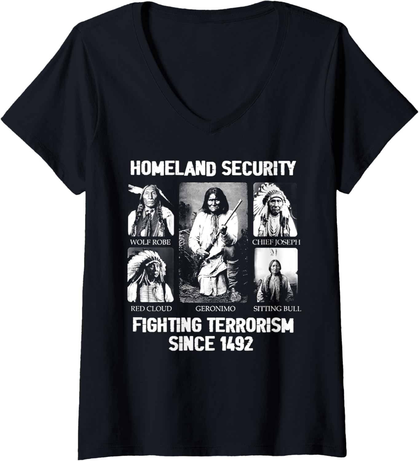 Womens Homeland security Fighting Terrorism Since 1492 V-Neck