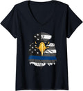 Womens Thin Blue Line Police Bald Eagle American Flag Patriotic USA V-Neck
