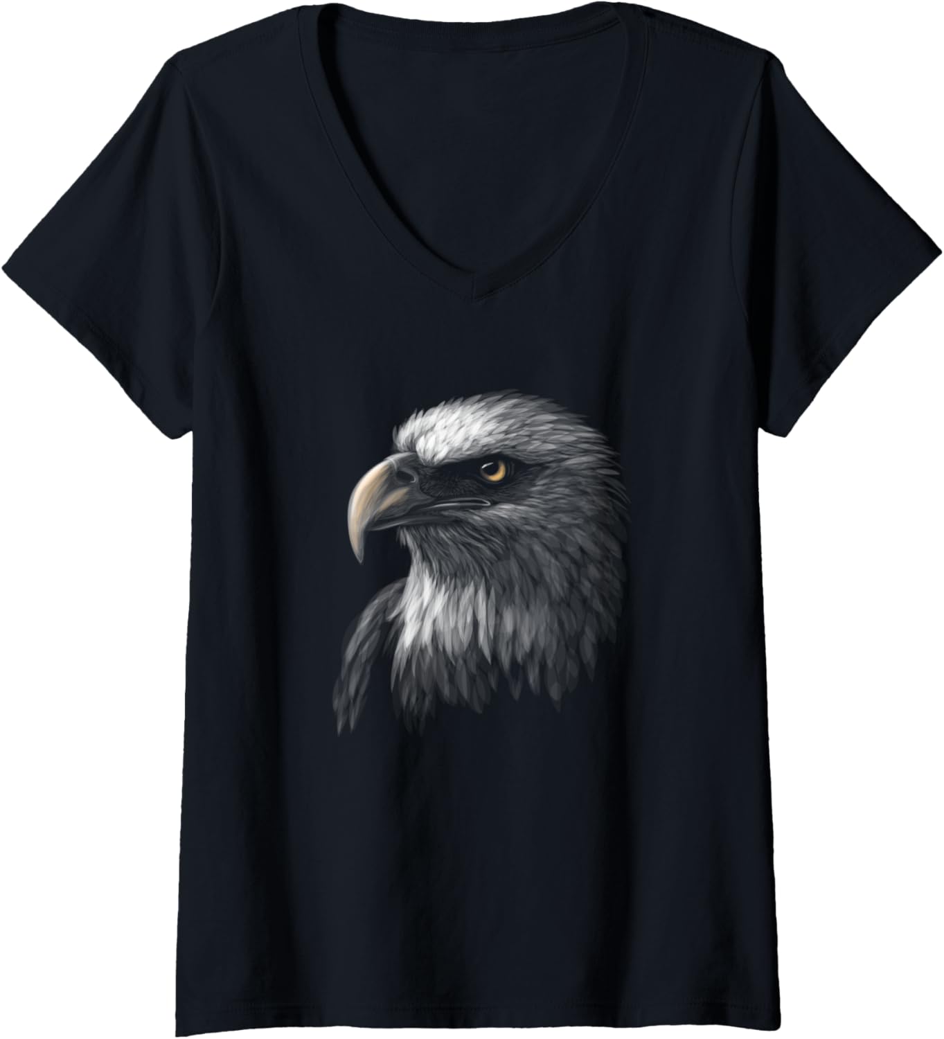 Womens American Bald Eagle Face V-Neck