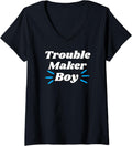 Womens Trouble Maker Boy - Funny Gifts for Trouble Makers V-Neck
